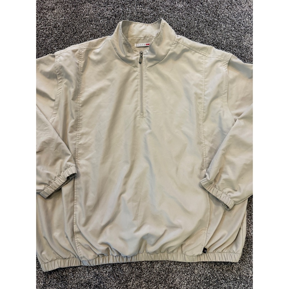 Grand Slam Mens XXL Tan Quarter Zip Windbreaker Golf Jacket Mesh Lined Pullover
